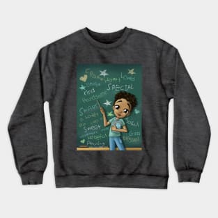 African American Boy Light Brown and Positive Words Crewneck Sweatshirt